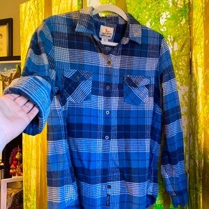 Field and Stream cute cozy fall autumn XL blue navy button up boyfriend flannel